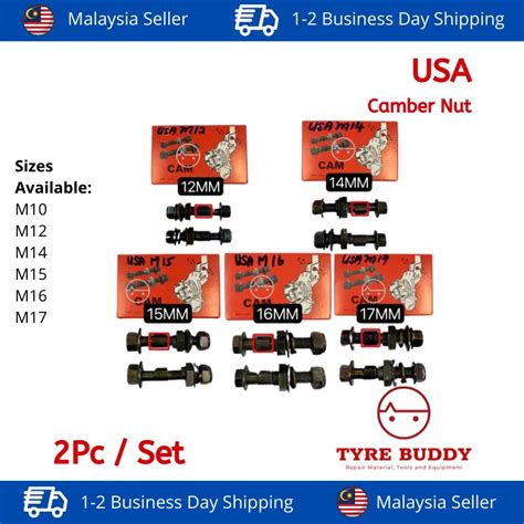 USA Heavy Duty Camber Nut 2Pc Set Camber Bolt Skru Chamber Alignment