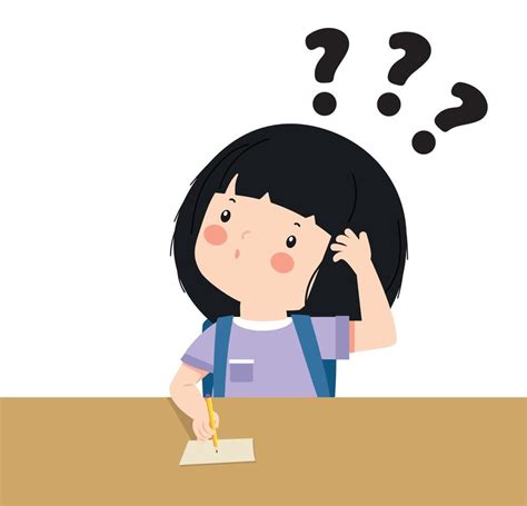 student the girl is thinking with question 7838159 Vector Art at Vecteezy