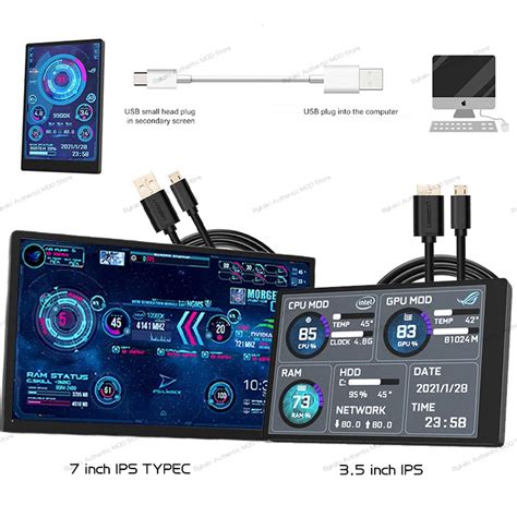 Inch IPS Type C Secondary Screen For Computer CPU GPU RAM