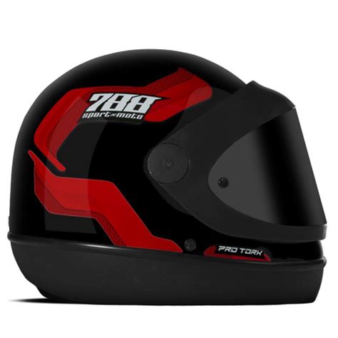 Capacete Pro Tork Sport Moto Viseira Fum Vermelho Em Promo O