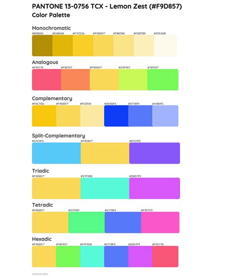 Pantone 13 0756 Tcx Lemon Zest Color Palettes