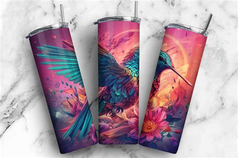 Hummingbird Skinny Tumbler Wrap Png Graphic By Trach Sublimation