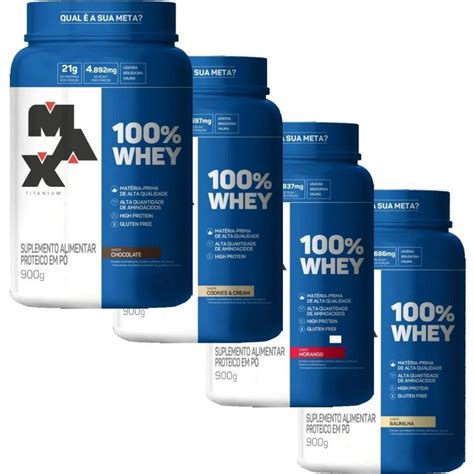 Whey 100 Concentrado Pote Max Titanium 900g Shopee Brasil