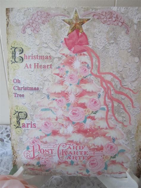 Shabby Pink Christmas Tree Sign Etsy