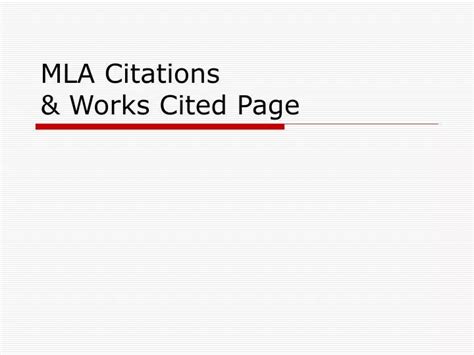 Ppt Mla Citations And Works Cited Page Powerpoint Presentation Free