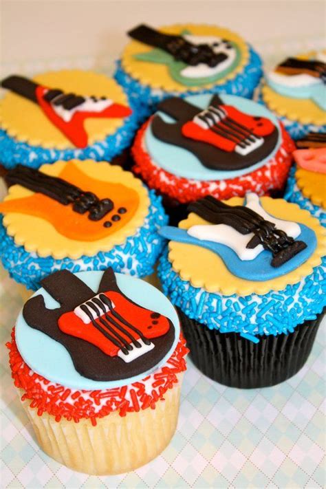 Fondant ROCK STAR GUITAR Cupcake And Cookie Toppers 1 Dozen Etsy