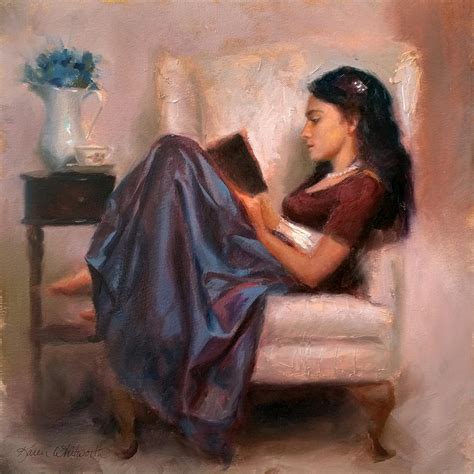 Jaidyn Reading A Book 2 Portrait Of Woman Painting By Karen Whitworth