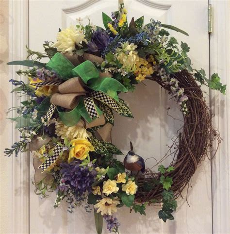 French Country Wreath With Mackenzie Childs Ribbon Wolfe Design