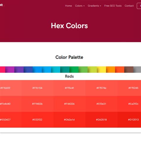 Hex Color Codes Color Hex Gives Information About Colors Including ...