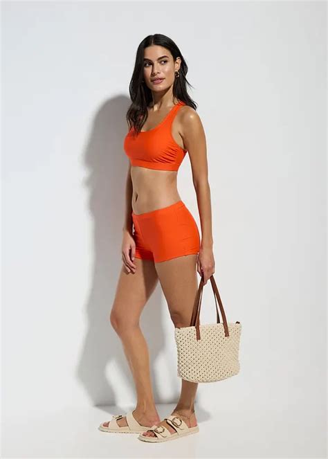 Sportieve Bralette Bikini Met Gekruiste Bandjes Donkeroranje