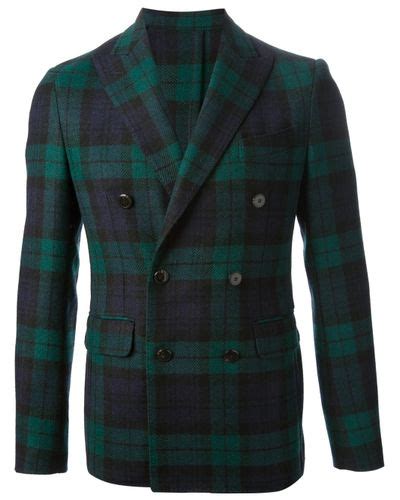 DSquared² Tartan Double Breasted Jacket in Green for Men Lyst