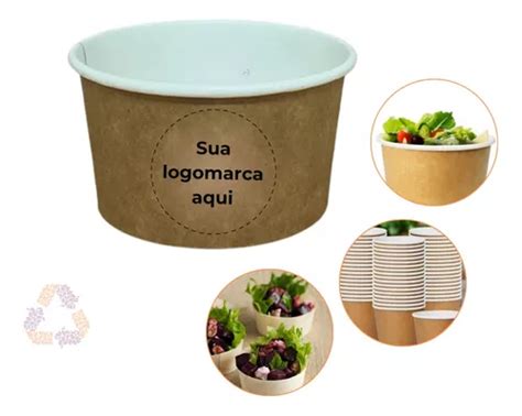 Pote Papel Bio Personalizado Térmico 220ml Kraft 120un Parcelamento