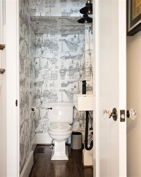 Black White Tiny Powder Room Cloakroom DC Metro By Heather