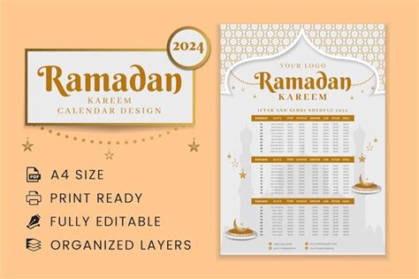 Conception De Calendrier Vectoriel Ramadan Kareem 2024 Vecteur Premium