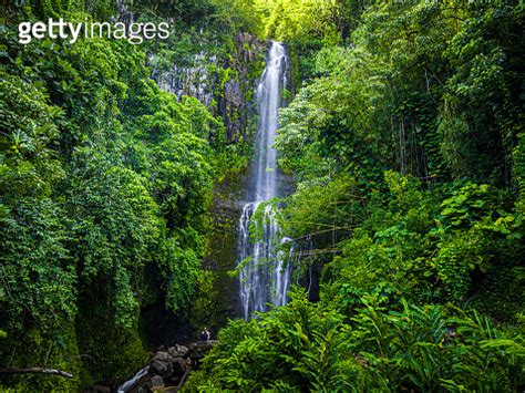 Maui Hawaii Hana Highway Wailua Falls Near Lihue Kauai In Road To