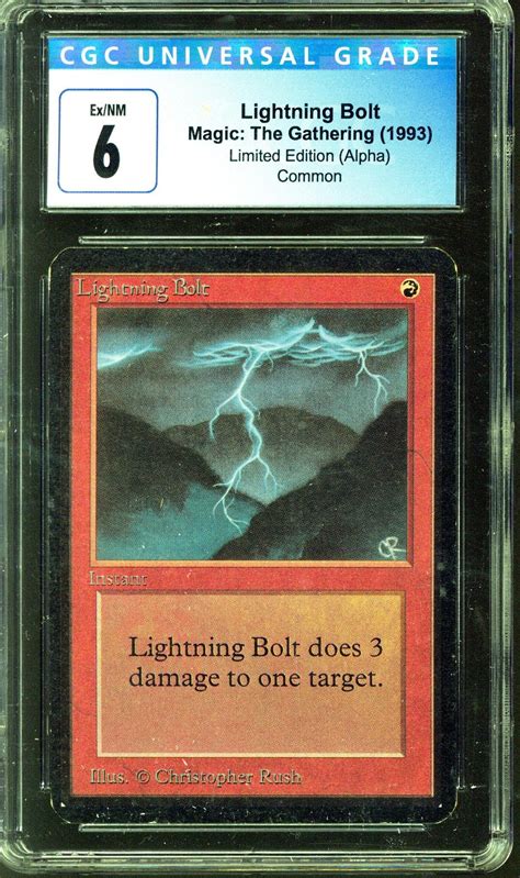 Magic The Gathering Alpha Lightning Bolt Cgc 6 No Subgrades Moderately