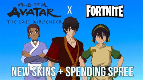 New Avatar The Last Airbender Skins Fortnite Update V2920 And Spending Spree Youtube