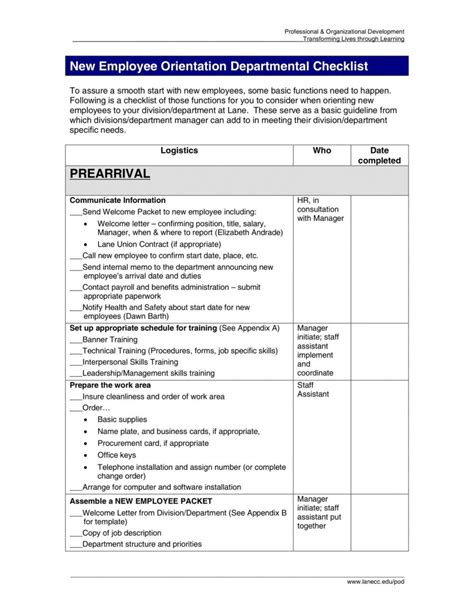 Editable 14 New Employee Orientation Program Checklist Pdf Examples New ...