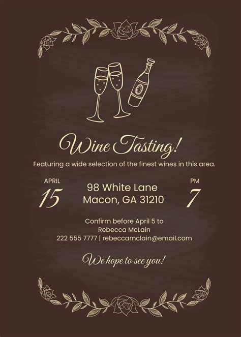 Free Printable Wine Tasting Invitation To Customize Online