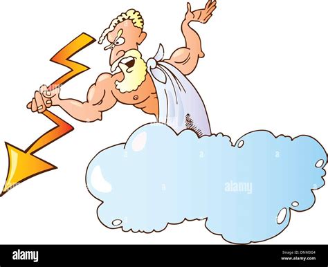 Greek God Zeus Cartoon Zeus is going to shoot lightning