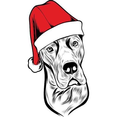 Premium Vector Great Dane Dog In Santa Hat For Christmas