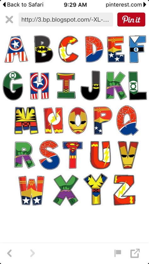 Letras superheroes | Superhero alphabet, Superhero classroom, Superhero ...
