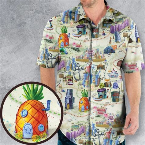 Map Of Bikini Bottom SpongeBob SquarePants Hawaiian Shirt