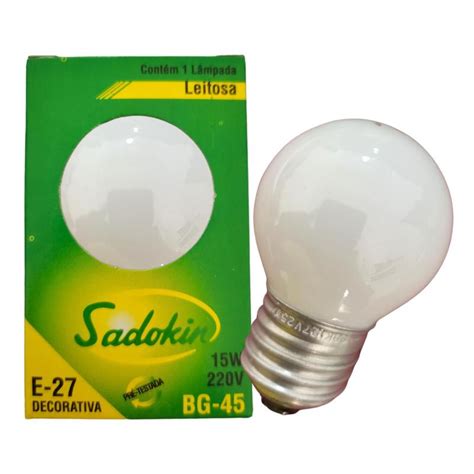 Lâmpadas Incandescente Bolinha E27 15W 220V Leitosa Branco Sadokin