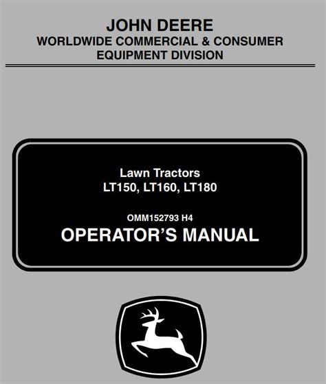 John Deere Tractors LT150 LT160 LT180 Operators Manual PDF