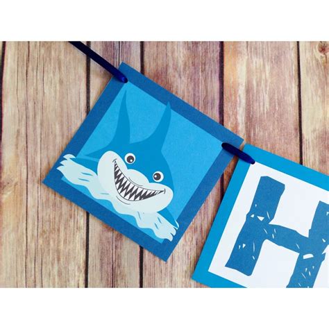 Shark Party Banner Shark Birthday Banner Primary Color | Etsy