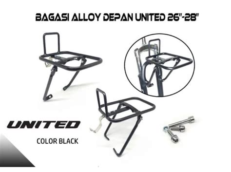 Jual Rak Pannier Depan United Alloy Black Bagasi Boncengan