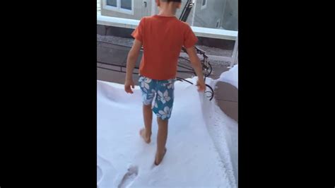 Kid Barefoot Walking On The Snow 5f Youtube