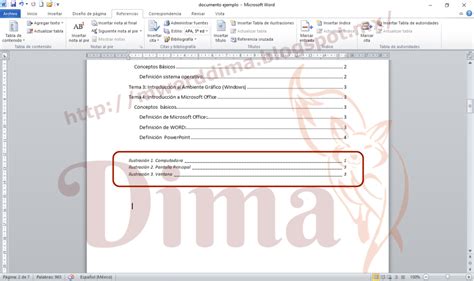Microsoft Word Dima Tabla De Ilustraciones