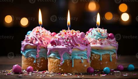 Ai Generated Birthday Cake With Colorful Candles Created With