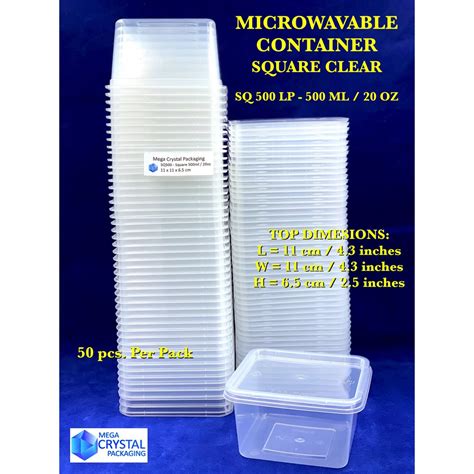 Microwavable Container SQ 500 LP Square 500 Ml 20 Oz 50 Pcs Per