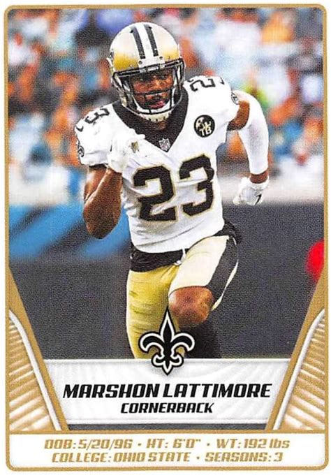 Amazon 2019 Panini NFL Sticker 462 Marshon Lattimore New Orleans