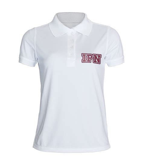 Playera Blanca Tipo Polo Para Dama Dry Fit Institucional Escudo Ipn