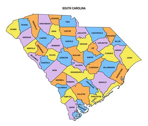 South Carolina County Map Editable Printable State County Maps