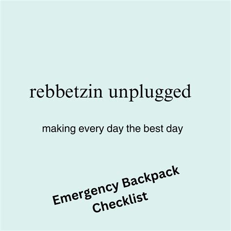 Emergency Backpack Checklist - rebbetzin unplugged