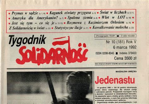 Tygodnik Solidarność nr 10 rok V 1992 15141057942 Allegro pl