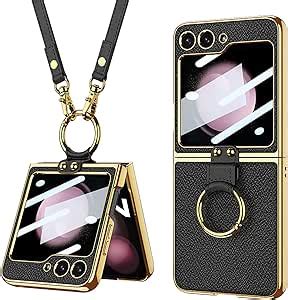 SHIEID Galaxy Z Flip 5 Case With Shoulder Strap Ring Holder Z Flip 5