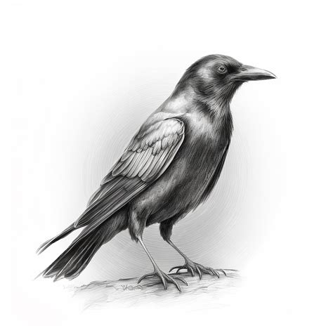 Premium Ai Image Pencil Raven Sketch Crow Animal Draw Ai Generated