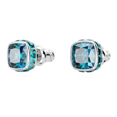 Birthstone Ohrstecker Kissenschliff Dezember Blau Rhodiniert