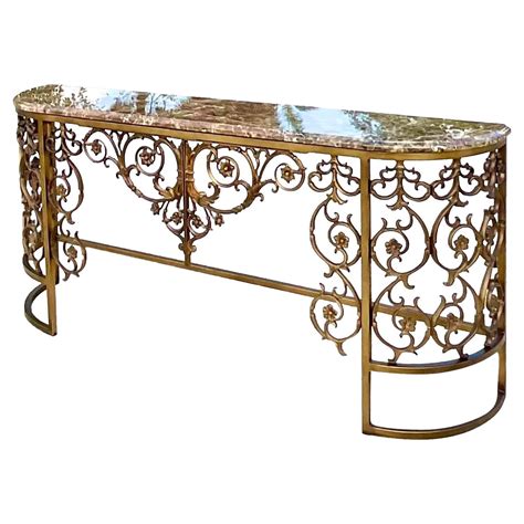 Wrought Iron And Stone Console Table For Sale At 1stdibs