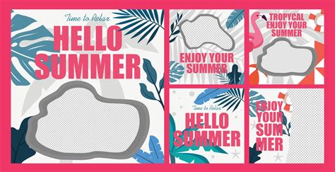 Social Media Posts Collection For Summer Fun Vector 2915544 Vector Art