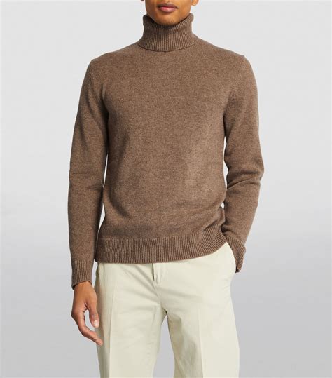 Mens Ralph Lauren Purple Label Brown Cashmere Rollneck Sweater Harrods Us