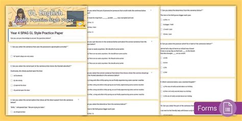 Year 4 Spag Gl Style Practice Paper Hecho Por Educadores