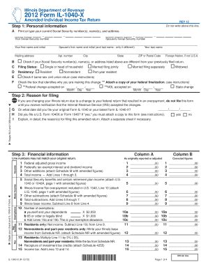 Fillable Online File Form Il X Amended Individual Income Tax