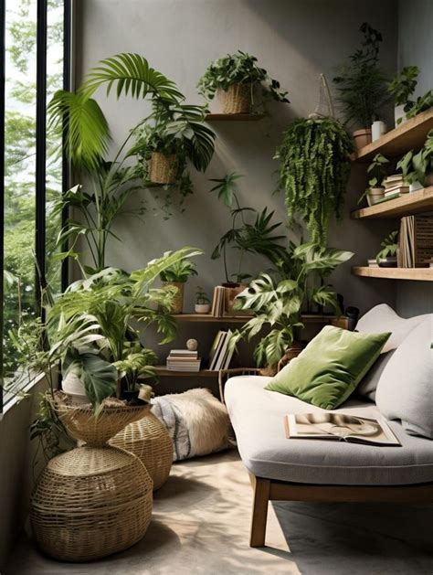 A Living Room Filled With Lots Of Green Plants