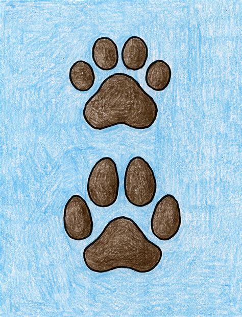 How to Draw a Paw Print for a Dog & Cat: Easy Step-by-Step Art Lesson ...